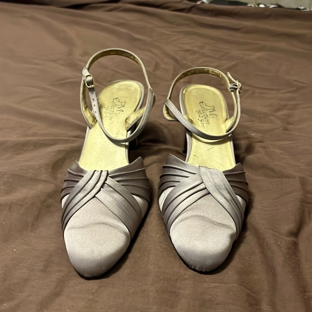 Women Shoes by PM Collection 925 satin taupe size 11 heels